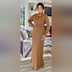 Brown chain sweater dress